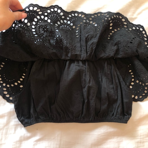‼️MOVING SALE‼️ Missguided broderie bardot crop top black eyelet - Picture 6 of 6